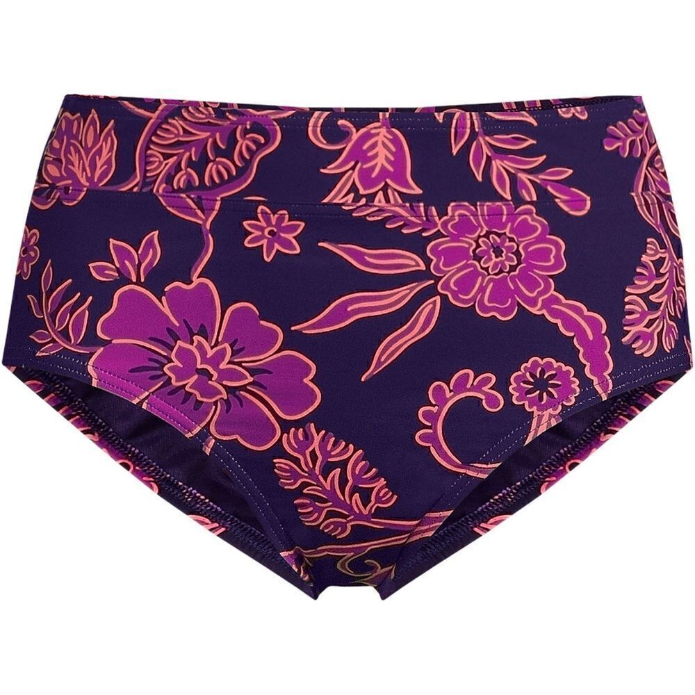 Land's End Plus Standard full cover bikini bottom control blackberry floral Var